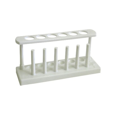 Rack test tube rack with pegs, plastic, holds  6x25mm tubes