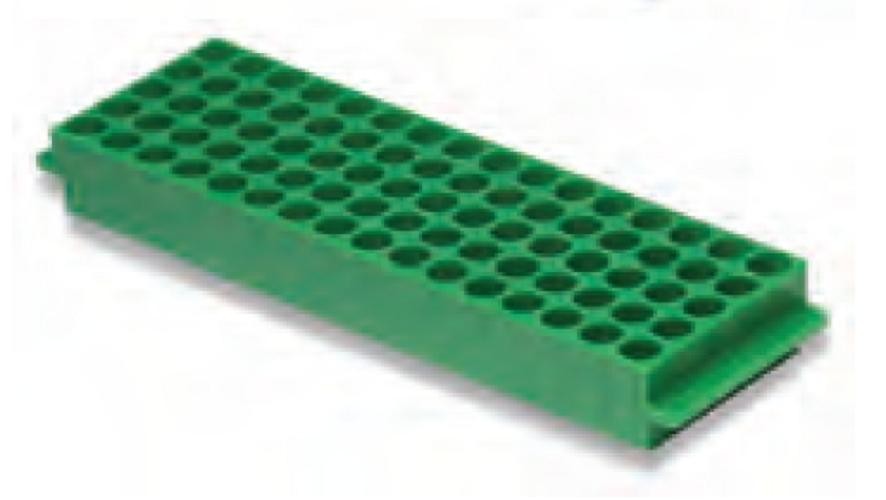 Labco Single Sided Rack: 80 well x 1.5/2.0ml tubes 5 x 16 wells, Green-each