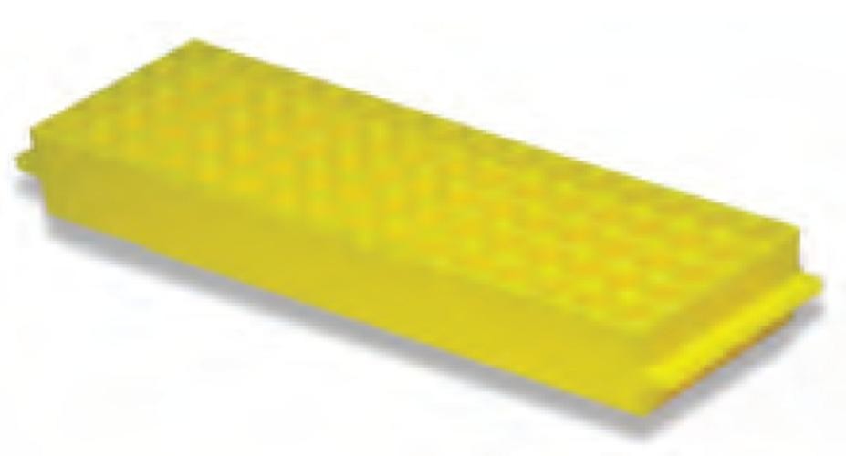 Labco Single Sided Rack: 80 well x 1.5/2.0ml tubes 5 x 16 wells, Yellow-each