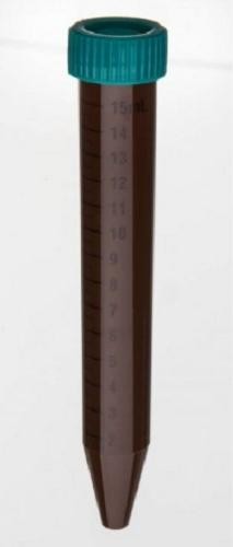 Labcon 15ml Sterile Amber UV-Safe Light Sensitive Falcon tubes with attached caps, Max RCF:12,500xg-pkt/500