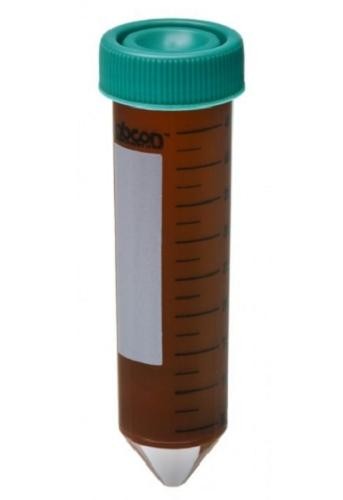 Labcon 50ml Amber UV-Safe Light Sensitive Falcon tubes with attached caps, sterile, Max RCF:12,500xg-pkt500