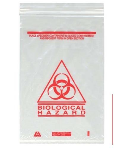 Biological Specimen Bags, 180 x 160mm, Clear 4 Ply-1000/pkt