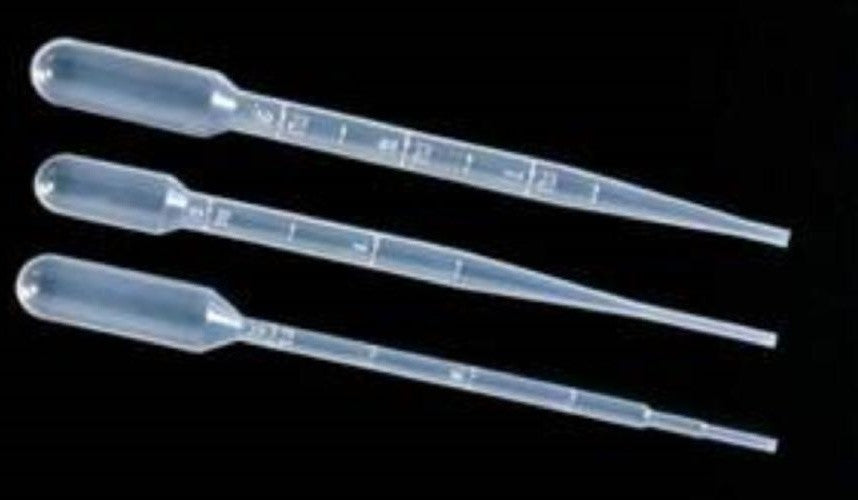 1-mL-Transfer pipettes, draw 3.5mL, 15cm, plastic, Graduated to 1 mL in 0.25mLincrements, Sterile in pkts/20 -box 500