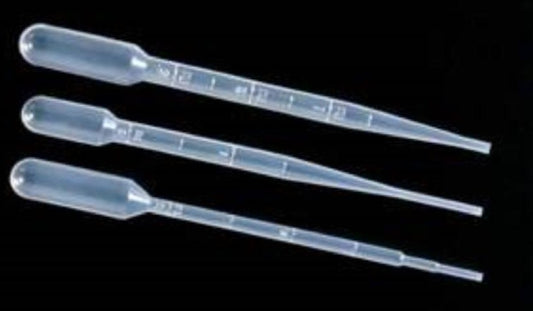 1-mL-Transfer pipettes, draw 3.5mL, 15cm, plastic, Graduated to 1 mL in 0.25mLincrements, Sterile in pkts/20 -box 500
