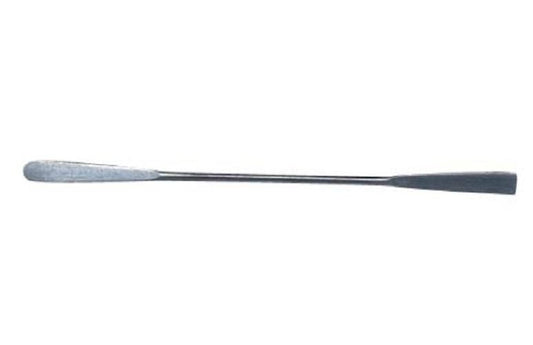 Spatula, stainless steel, 1 bent, 1 flat end, 5x25mm Head, 100mm overall length