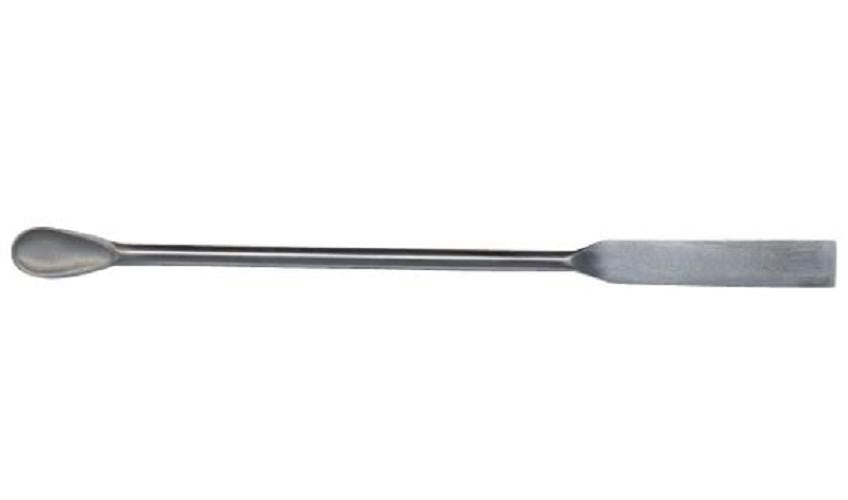 Spatula, stainless steel, 1 spoon 10x20mm x 1 flat end, 10x45mm 160mm overall length