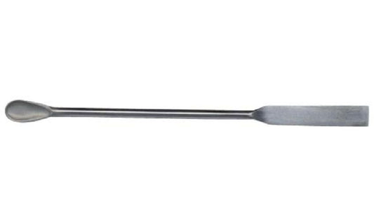 Spatula, stainless steel, 1 spoon 10x20mm x 1 flat end, 10x45mm 160mm overall length