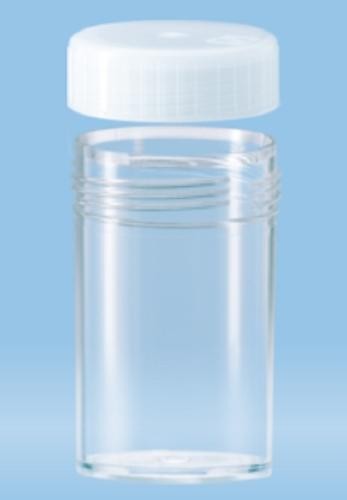 25mL-Sarstedt-Tubes with flat base, transparent polystyrene, Neutral screw cap enclosed, 54x27 mm-pkt/500