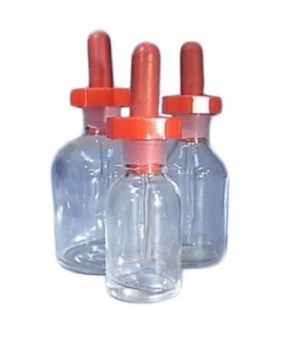125mL Dropping bottle, glass, clear, with poly stopper