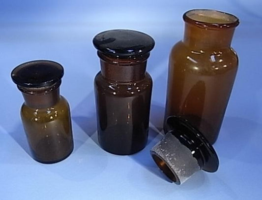 Bottle, Reagent , Amber, Glass,  60ml, narrow mouth, with poly stopper