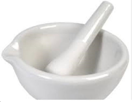 Mortar & Pestle, porcelain, 60mm diameter, 35mmH