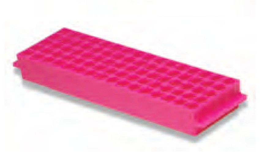 Labco Single Sided Rack: 80 well x 1.5/2.0ml tubes 5 x 16 wells, Pink-each