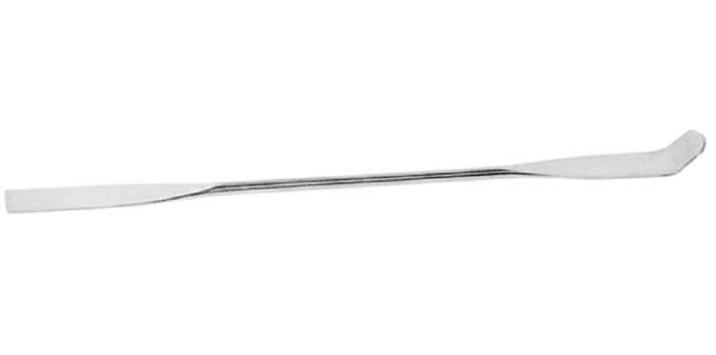 Spatula, stainless steel, 1 bent end 15x15 mm, 1 flat end 20x30 mm, 160mm overall length      