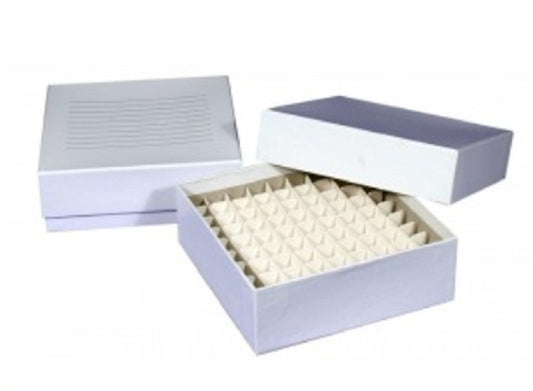 Cardboard Cryo boxes 3 Inch high with a 100 cell grid-pkt/5