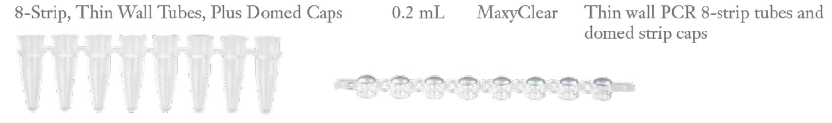 Axygen 0.2ml strip 8 tubes with domed striped caps-(125 strips/8 tubes/strip)