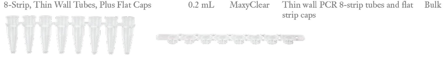 Axygen 0.2ml strip 8 tubes with flat strip caps-(125 strips/8 tubes/strip)