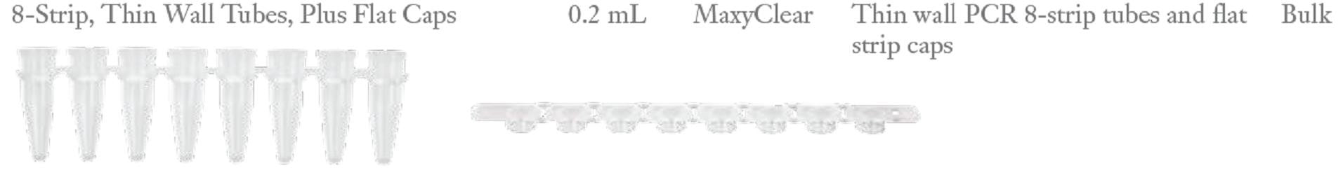 Axygen 0.2ml strip 8 tubes with flat strip caps-(125 strips/8 tubes/strip)