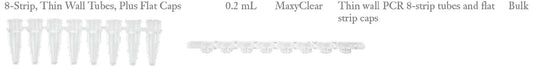Axygen 0.2ml strip 8 tubes with flat strip caps-(125 strips/8 tubes/strip)