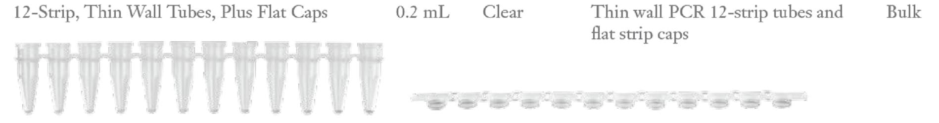Axygen 0.2ml strip, 12 tubes with flat strip caps-(80 strips/12 tubes/strip)