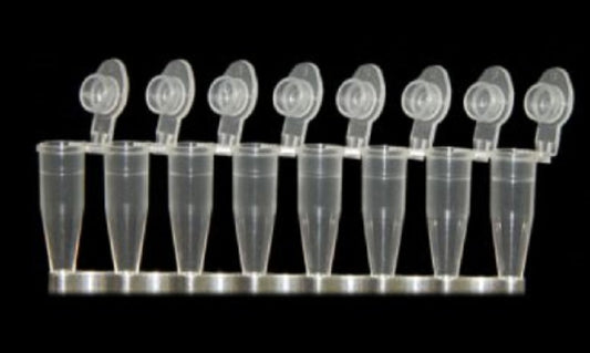 Chromoplas 0.2mL strip tubes of 8 with individual flat top caps, per 120 x 8