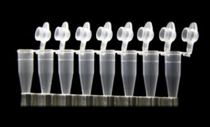 Chromoplas 0.2mL strip tubes of 8 with individual domed attached caps, per 120 x 8