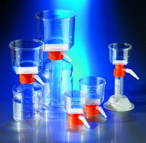 Corning-Bottle Top Vacuum Filter, 250ml funnel & bottle, 022µm PES, 50mm, ind wrapped, sterile-12/case