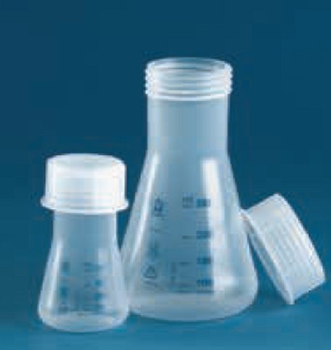 Brand Plastic (PP) Erlenmeyer flasks, wide neck with screw cap