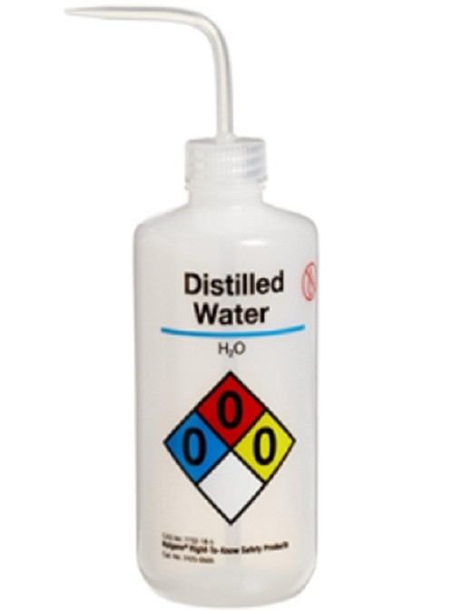 Wash Bottle-Nalgene-500mL, with curved straw, chemical Name: Distilled Water, each