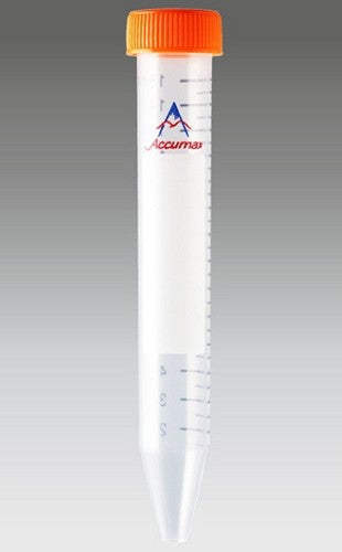 Accumax 15 ml Centrifuge Tube with flat Cap, Sterile, Max RCF:17,000xg, pkt/500