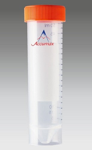 Accumax 50 ml Self Standing Centrifuge Tube with flat Cap, Sterile, Max RCF: 7,000xg, pkt/500