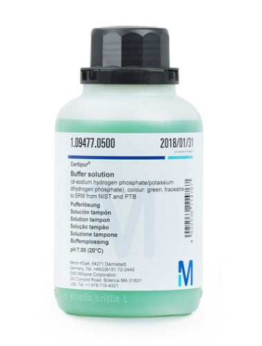 Merk Buffer Solution, pH 7, Coloured (Green), 500ml