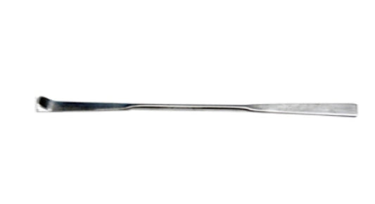 Spatula, stainless steel, 1 bent, 1 flat end, 6x45mm Head, 150mm overall length