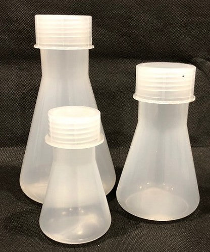 Technos, Erlenmeyer Flask, polypropylene, 500ml, wide mouth (47mm), with scew cap, 190mmH, base diameter, 110mm, each