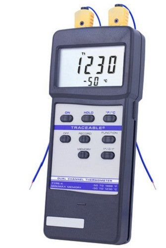 Control Company Dual-Channel Traceable Thermometer