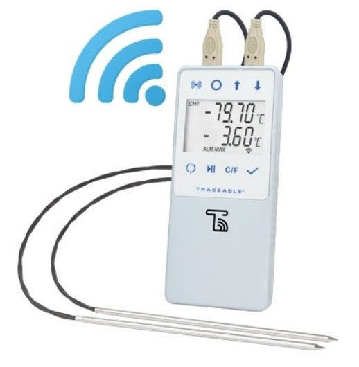 Control Company Control Company TraceableLIVE Ultra-Low Datalogging Traceable Thermometer, 2 probes