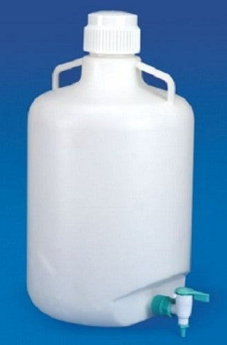 TARSONS  Polypropylene Carboy, 20L, autoclavable, supplied with polypropylene screw cap and stopcock