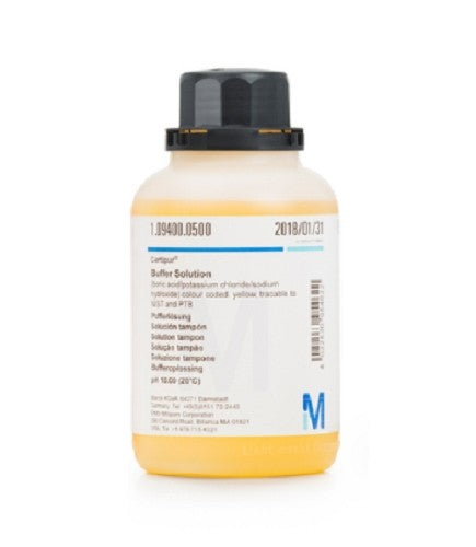 Merk Certipur® Buffer Solution, pH 10, Coloured (Yellow), supplied with COA certificate, 500ml