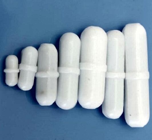 Cowie Magnetic stirring bar, cylindrical, 35mm x 6mm, with pivot, PTFE coated
