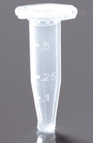 Nest 0.6mL flip top microcentrifuge tubes, clear PP with safelock cap, V bottom, sterile, pkt/1,000