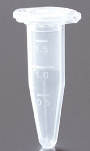 Nest 1.5mL flip top microcentrifuge tubes, clear PP with safelock cap, V bottom, sterile, pkt/500