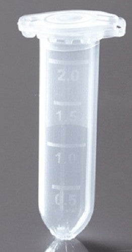 Nest 2.0mL flip top microcentrifuge tubes, clear PP with safelock cap, round bottom, sterile, pkt/500