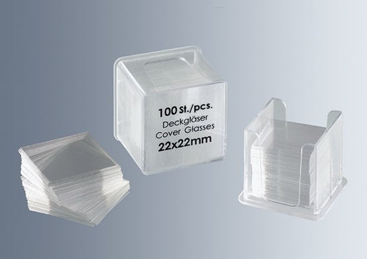 Marienfeld Cover slips 22 x 22mm, Thickness No. 1.5 (0.16-0.19mm), Borosilicate Glass 3.3, pkt/100