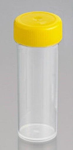 30mL-TechnoPlas, Polypropylene, Flat Bottom container, 80x27mm,  yellow screw cap, sterile, ctn/500