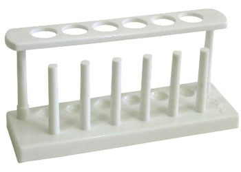 Rack test tube rack with pegs, plastic, holds  6x25mm tubes